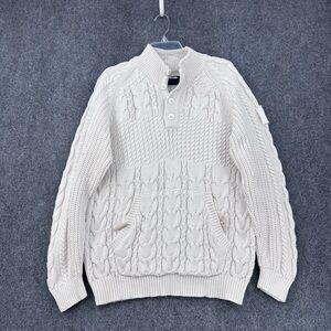 Parish Nation Ivory Chunky Knit Fisherman Sweater Men’s XL Outdoor Shawl Collar